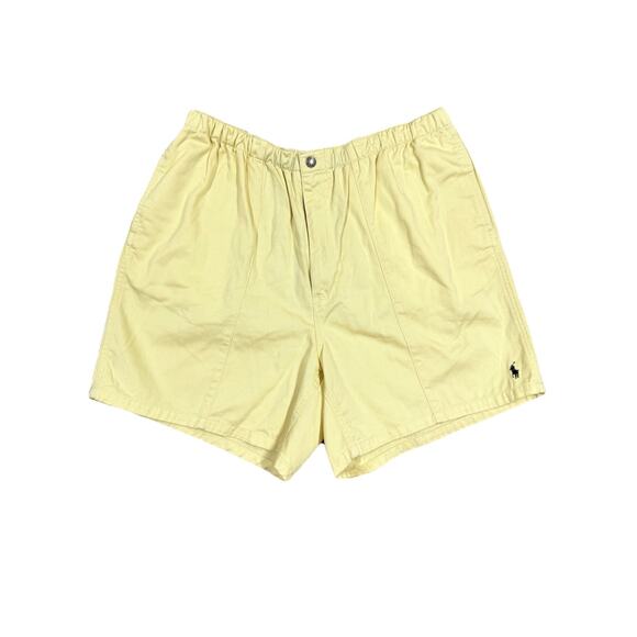 VTG Polo Ralph Lauren Men's Logo Cotton Stretch Waist Baggies Shorts Yellow XXL - Picture 1 of 9